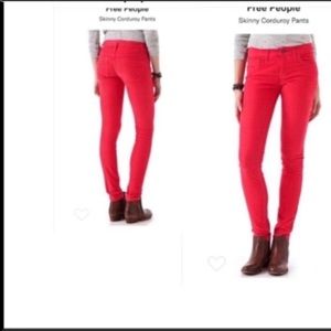 NWOT Free People 28 pink skinny cords slim slouchy